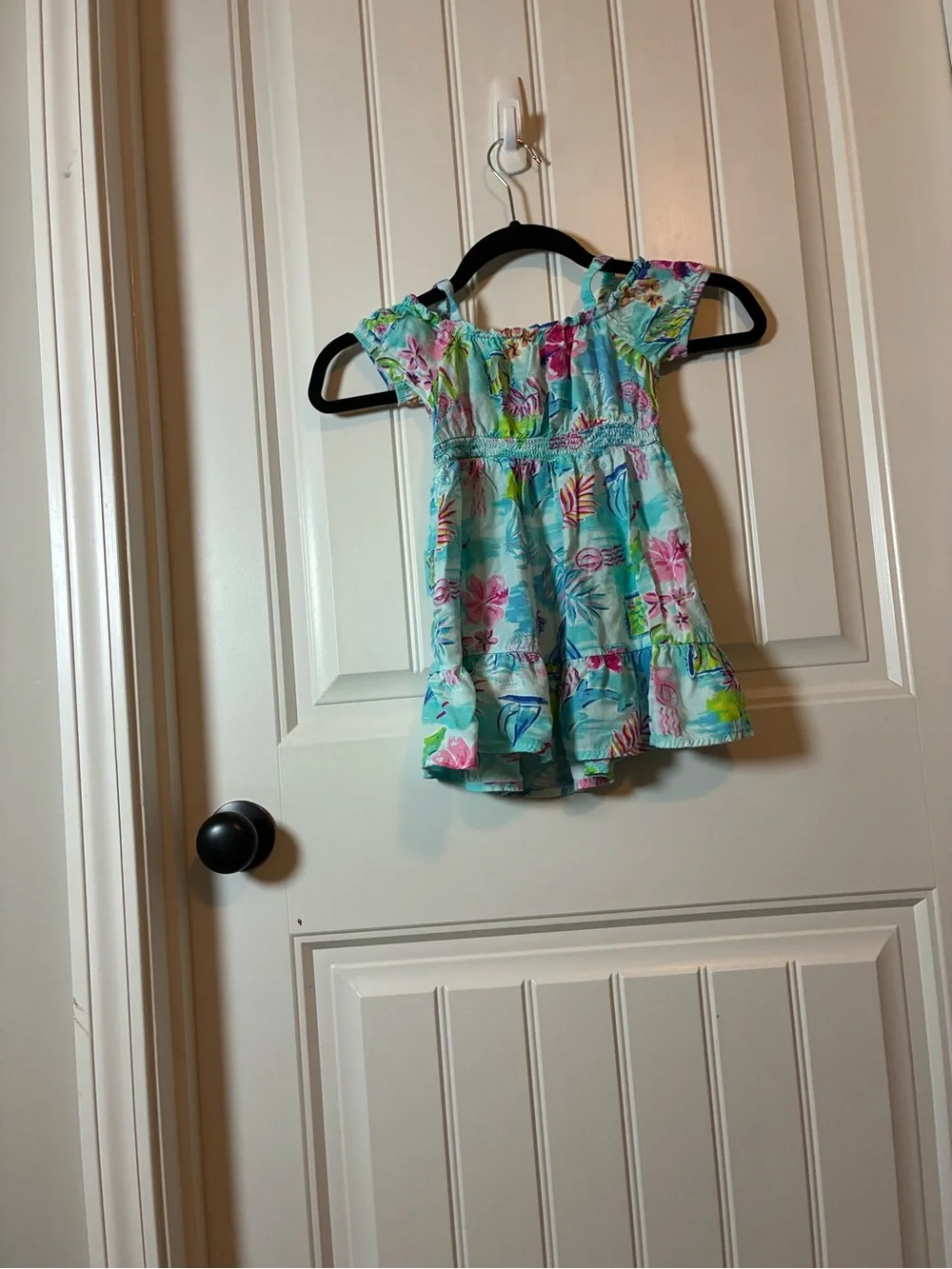 The Children's Place Floral Ruffle Dress - Aqua Pink